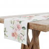 Behun na stol - Biely behúň, ružové odtiene, odtiene zelenej, viacstoliteľné 140 x 40 cm (Table Tread 40x140 Dekoratívne ruže 8256)