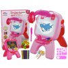 LEAN TOYS Obojstranná kriedová tabuľa s fixkami, stojaca, projektor, obrázky, ružová