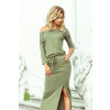 Dlhé šaty 220-1 - olivovo zelené 220-1 - Khaki / M 220-1
