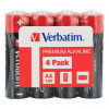 Batéria alkalická, AA-LR6 Mignon, AA, 1.5V, Verbatim, fólia, 4-pack, 49501