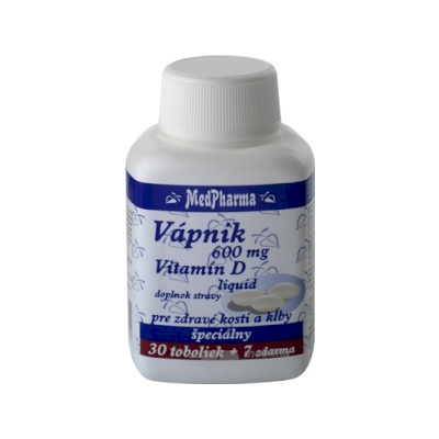 MedPharma VÁPNIK 600 mg + Vitamín D liq. cps 30+7 zadarmo (37 ks)
