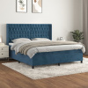 vidaXL Posteľný rám boxsping s matracom tmavomodrý 180x200 cm zamat - Modrá - 9544-151307