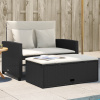 Záhradná pohovka s vankúšmi 2-miestna čierna polyrattan-ForU-365131