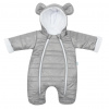 Zimná dojčenská kombinéza s kapucňou s uškami New Baby Pumi grey 56 (0-3m)