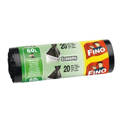 Fino Vrecia zaväzovacie FINO Economy 60 ℓ, 13 mic., 59 x 72 cm, čierne (20 ks)