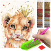 Diamantová výšivka tetovanie mozaika diamond painting 5D lev mačka koruna kráľ