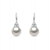 Náušnice z bieleho zlata s Akoya perlou a briliantmi KLENOTA E0644402