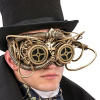 Carnival Toys 1765 Steampunk Half Face Mask, Gold, One Size