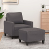VidaXL Kreslo s podnožkou sivé 60 cm umelá koža - Sivá - 30657-171812