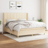 vidaXL Posteľný rám boxspring s matracom krémový 160x200 cm látka - Krémová - 58194-13160