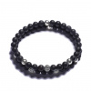 Lavaliere Pánske korálikové náramky – čierny achát, disko guľa XL - 19 cm 00123 - Sametový sáček + luxusní krabička Lavaliere