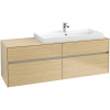 VILLEROY & BOCH Collaro závesná skrinka pod umývadlo na dosku (umývadlo vpravo), 4 zásuvky, s LED osvetlením, 1600 x 500 x 548 mm, Nordic Oak, C030B0VJ
