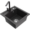 Mexen Vito žulový drez 1-komorový s kuchynskou batériou Rita, čierny bodkovaný - 6503-76-670300-76