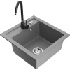 Mexen Vito granitový drez 1-komorový s kuchynskou batériou Telma, sivý - 6503-71-670200-70
