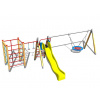 Playground System Reťazová dvojhojdačka so šmykľavklavkou drevená - 804D