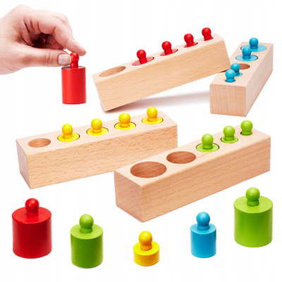Montessori drevené valcové závažia farebné