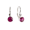 PAVONA Strieborné náušnice visiace s krištáľmi ružové okrúhle 31112.3 fuchsia
