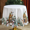 Biely vianočný obrus so zimnou krajinou na okrúhly a oválny stôl Šírka: 110 cm | Dĺžka: 160 cm