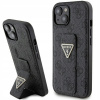 Guess PU Grip Stand 4G Strass Triangle Metal Logo iPhone 15 čierne