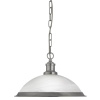 Searchlight Bistro Pendant - Satin Silver Metal & Acid Glass