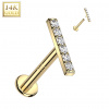 14kt Gold (585/1000) Internally Threaded Labret with Satin Zircon Band Farba: žlté zlato, Dĺžka / priemer: 8 mm