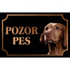 Maďarský stavač krátkosrstý - Kovová tabuľka POZOR PES