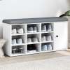 Lavička na topánky biela 102x32x50 cm kompozitné drevo-ForU-835089