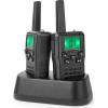 NEDIS vysílačka/ dosah 10 km/ 8 kanálů/ UHF/ VOX/ LED světlo/ nabíjecí základna/ micro USB/ 2 kusy/ černá WLTK1010BK