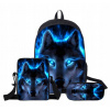 Batoh 3D viacfarebný vlk škola (Wolf 3D School Set batoh A4 Bag Cencil Case)