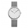 Hodinky Bering 18434-004 Unisex Ušľachtilá oceľ analógové batéria (Quartz) strieborná biela strieborná bez funkcií 3 ATM (30 m) zafírové milánsky ťah 34 mm