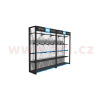 prezentační stěna na oblečení Premium Advanced pro zavěšení bund a kalhot, 4 modul s předělem, OXFORD (ŠxVxHL = 3400x2300x585 mm)