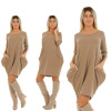 Fashionweek Pohodlné teplákové šaty s vreckami Oversized MF853 Farba: Camel, Veľkosť: Universal