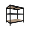 Kovový regál Biedrax 45 x 60 x 120 cm, čierny, 3 police MDF, nosnosť 200 kg na policu