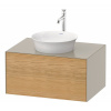 DURAVIT White Tulip závesná skrinka pod umývadlo na dosku, 1 zásuvka, 800 x 550 x 408 mm, dub prírodný masív/taupe matná, WT49750H560