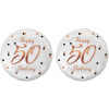 GoDan Balón fóliový biely 50 rokov – happy birthday/narodeniny, ružovo-zlatý nápis, 45 cm, 2 ks 8595596327638