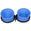 Kiwi Walker Double Travel Bowl With Slowfeeder 2x350ml - cestovná miska, spomaľujúca jedenie, pre psov a mačky, silikón - Modrá