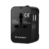 AppleMix Cestovný adaptér WOZINSKY - EU / US / AUS / UK + 2x USB-A - 24W - čierny