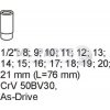 Sada dlouhých nástavců 8-21 mm 1/2