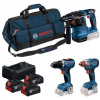 Bosch Powertools Sada 18V Professional: vrtací kladivo GBH 18V-22 + vrtačka GSR 18V-65 + rázový utahovák GDX 18V-285 (modro-černá, 3x Li-ion baterie 5,0 Ah, brašna na nářadí)