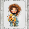 DTF nažehľovačka DTF transfer/nažehľovačka Kvietkové dievča 14 Rozmer: A5