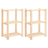Regály s 3 policami 2 ks 60x38x90 cm borovicový masív 150 kg-ForU-3051121