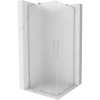 Mexen Velar L Duo, sprchový kút s posuvnými dverami 90 x 90 cm, 8mm sklo námraza, brúsená oceľ, 871-090-090-02-33-97