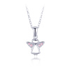 MINET Strieborný náhrdelník anjel s ružovými zirkónmi