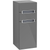 VILLEROY & BOCH Subway 2.0 závesná bočná skrinka nízka, 1 dvierka + 2 šuplíky, pánty vľavo, 356 x 370 x 857 mm, Glossy Grey, A7121RFP