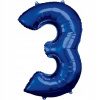 Amscan balonek narodeninové číslo 3 modrý 86 cm