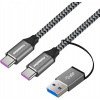 PremiumCord kabel USB-C (USB 3.2 GEN 2, 5A, 100W, 20Gbit/s) bavlněný oplet, 2m ku31cq2