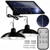Závesné svietidlo INTMIX 3,5W čierne (SOLÁRNE LAMPA 2x LED LUSTER ZÁVISNÝ VONKAJŠÍ ZÁHRADNÝ PANEL + DIAĽKOVÉ OVLÁDANIE)