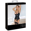 Abierta Fina Matte Look with Lace Suspender Shirt & Crotchless Thong Set 2633035
