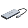 Adaptér Vention TOPHB USB Type-C - USB Type-C + 3 x USB-A, HDMI + TF, zásuvka SD, sivá
