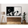 Karls DESIGN Viacdielny drevený obraz Slnko a Mesiac - 50x30